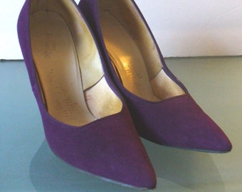 Vintage Royal Purple Suede Miles Fifth Ave Shoes Size 6.5B
