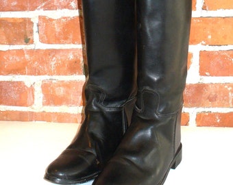 Vintage Equestrienne Black Leather Boots Size 6.5M