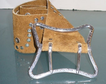 Vintage Made in Spain Studded  Suede Statement Belt
