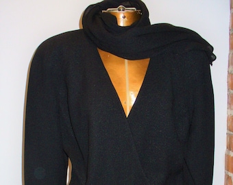 Vintage Christian Dior Scarfed Black Jacket Size 14