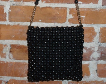 Vintage Made in Japan Wood Beaded Shoulder Bag