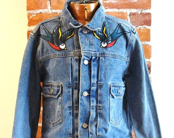 Vintage Ralph Lauren Hand Painted Denim Jacket Size M