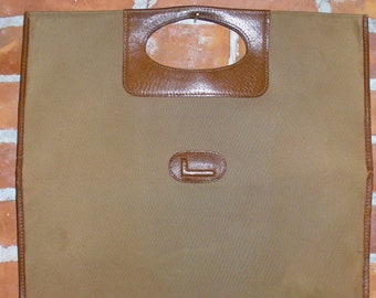 Lancel Canvas & Leather Foldover Tote Bag