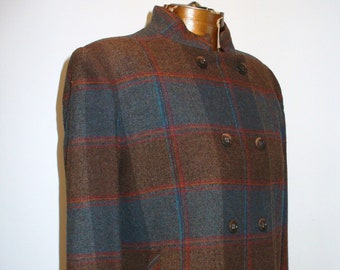 Vintage 1960'S John Meyer  Window Pane Plaid Jacket Size 8