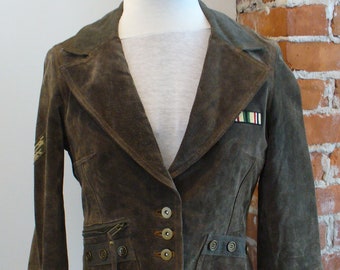 Vintage Wilson Leather Suede Military Style Jacket Size S