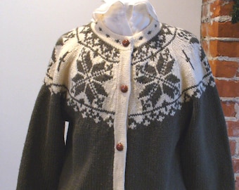 Vintage Gap Hand Knit Nordic Snowflake Cardigan Sweater