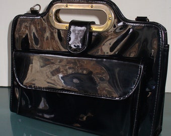 Vintage Made in England Black Patent Leather Bag