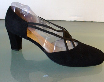 Vintage Delman Suede Strappy Shoes 8B