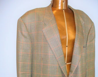 Vintage Hickey-Freeman Silk & Wool  Plaid Sport Coat 48 R