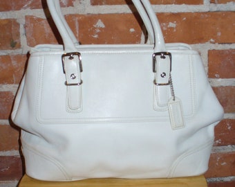 Coach Hampton White Leather Tote Bag