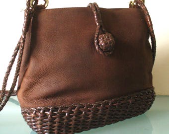 Gem Woven Leather Shoulder Bag