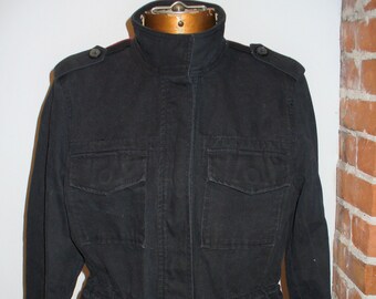 Vintage Lucky Black Heavy Cotton and Buffalo Plaid Jacket Size S