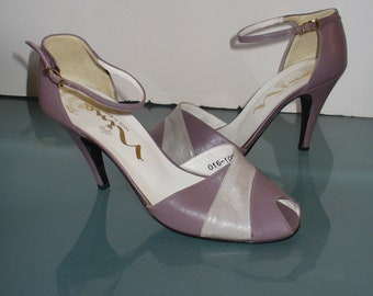 Nina Lilac Ankle Strap Heels Made in Spain Size 7 M