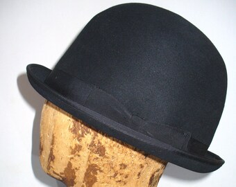 Vintage Dobbs Black Bowler Hat