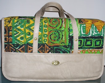 Vintage Bark Cloth & Vinyl Tote Bag