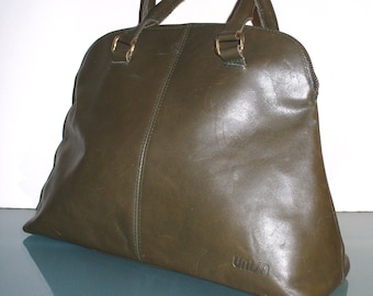 Vintage Unisa Olive Green Boston Bag Satchel