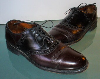 Vintage Allen Edmonds Oxblood  & Black Saddle Shoes Size 8.5 D
