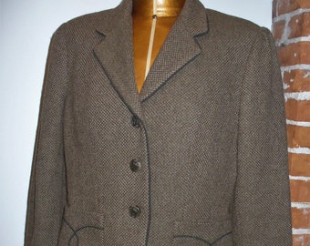 Ralph Lauren Tweed Wool Equestrian Jacket Size 8