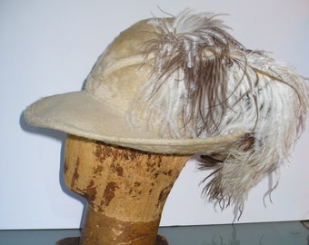 Vintage Frank Olive Plumed Hat