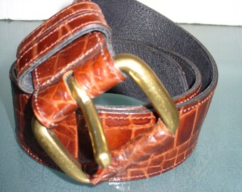 Vintage Joan & David Alligator Style Belt Size M