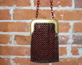 Vintage Whiting & Davis  Enameled Metal Mesh Bag