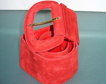 Vintage Anne Klein Red Suede Belt