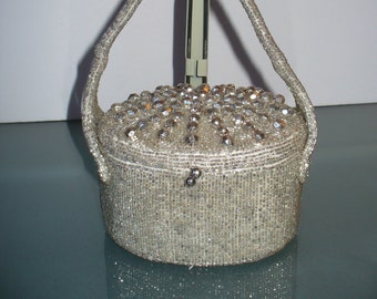 Vintage Walborg Silver Beaded Box Bag Japan
