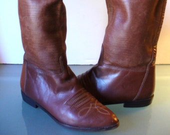 Unisa Cocoa Leather Western Style Boot Size 8.5 M