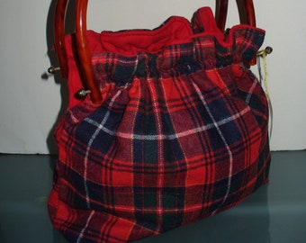 Vintage Wool Plaid Pappagallo Preppy Handbag