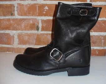 Frye Motorcycle Boots With Buckle Straps 8.5M US