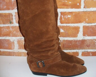 Vintage Made in Spain Rust Suede  Boots Size 5.5 US