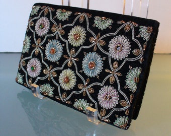 Vintage Zardozi Embroidery Velvet Clutch Bag