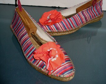 Striped Ballet Flat Espadrilles Made in Spain Size 39 EU