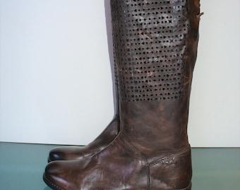 Equestrine Style Perforated Leather Boots Size 8.5M