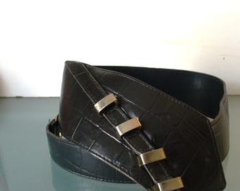 Vintage Priore Black Leather Corset Belt Size M