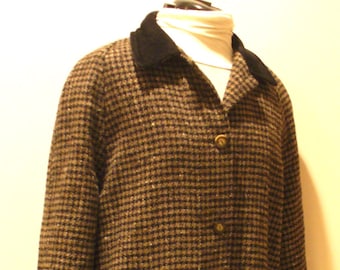 Vintage L.L. Bean Checkard Tweed Ladies Coat Size L