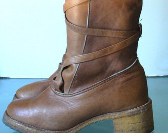 Vintage Zodiac Whiskey Leather  Boho  Boots Size 7.5M US
