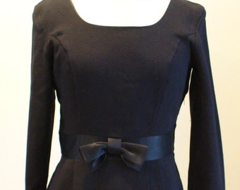 Vintage Laura Ashley Wool Blend Crepe Cocktail  Dress Size 8US