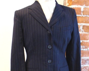 Ralph Lauren Pinstripe  Wool Long Jacket Size 8