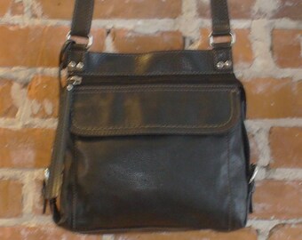 Vintage Black Fossil Cross-body Organizer  Bag