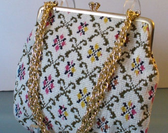 Vintage Needlepoint Clutch Bag