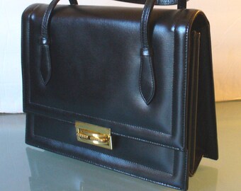 Vintage Black Accordion Mod  Hand Bag