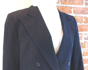 Ralph Lauren Pinstripe Double Breasted Wool  Jacket Size 10