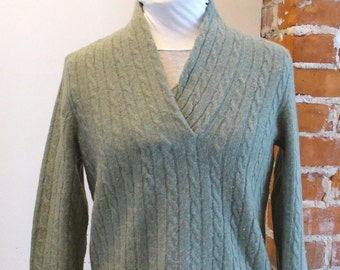 Ralph Lauren V Neck Wool & Angora Sea Foam Green Sweater Size M