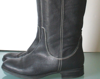Geox Black Leather Equestrian Style Boots Size 37.5EU