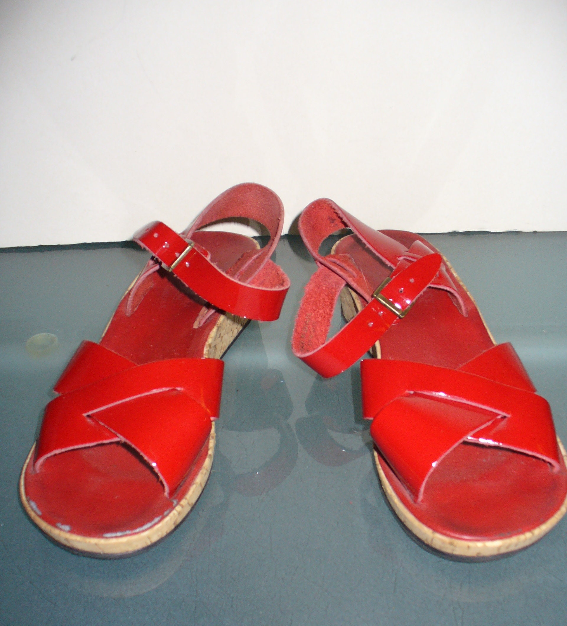 KorkEase Red Patent Leather Sandals Size 7 US