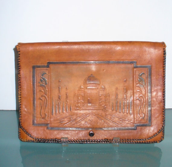 Vintage Tooled Moroccan Leather Clutch Bag - image 10