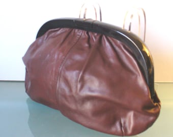 Vintage Hong Kong Leather & Lucite Clutch