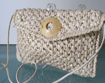 Vintage Vanessa Ivory Raffia Shoulder Bag