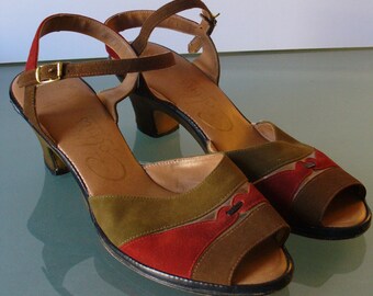 Vintage Cobbies Suede Heeled Sandal Shoes